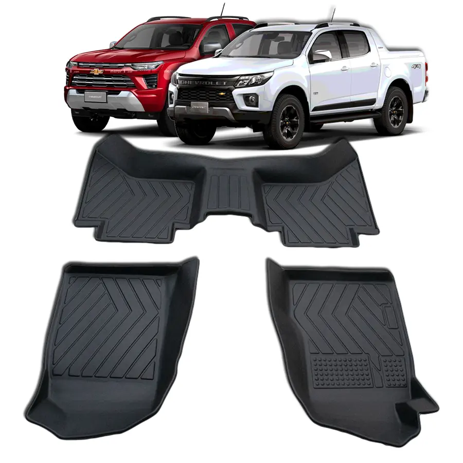 Kit de tapete bandeja TPE de 3 peças para Chevrolet S10 cabine dupla